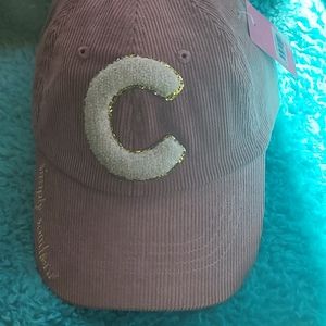 NWT Simply Southern baseball hat corduroy initial C pink